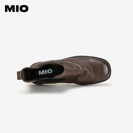 MIO米奥冬季圆头低跟复古休闲靴厚底牛皮革时髦切尔西靴女M245642905 商品图3
