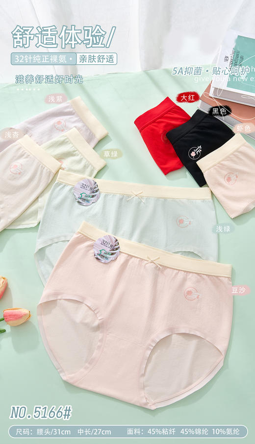 【120-150斤】净色大版腈纶裸氨加棉档印花提花女士无缝大码加大三角内裤2052/2189/4171/5166 商品图2