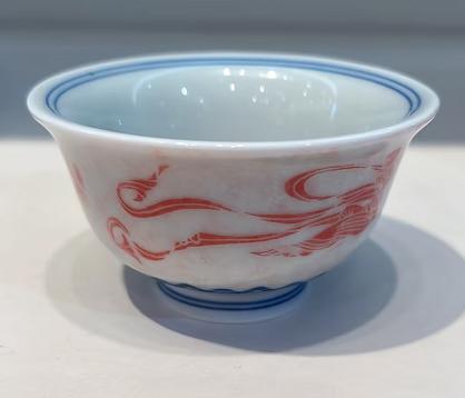 成艺千里江山反口手心杯陶瓷 品茗杯 主人杯80ML复古青观山杯复古青祥龙思缘杯三兔飞天小压手杯 商品图6