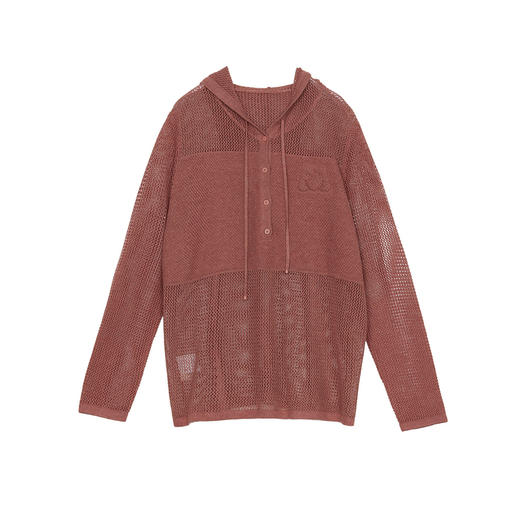 谜底连帽针织衫长袖女2024秋新品学院风文艺肌理感上衣243MZT1321 商品图4