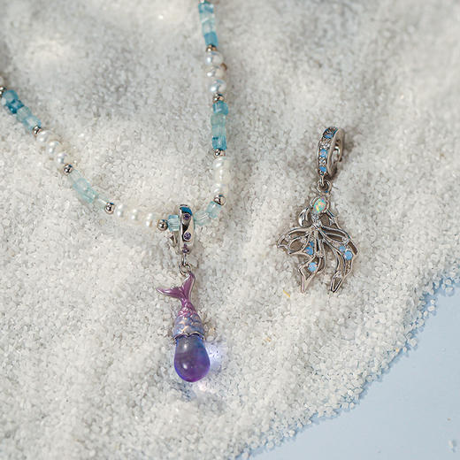 Manreya玛芮雅项链梦幻深海海蓝宝珍珠项链鲸鱼吊坠锁骨链个性时尚饰品 商品图5