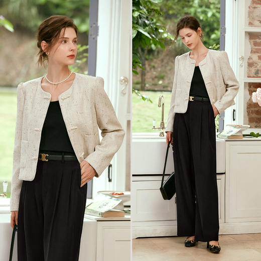 OLrain欧芮儿新中式小香风短外套女早秋2024新款盘扣简约优雅上衣 商品图4