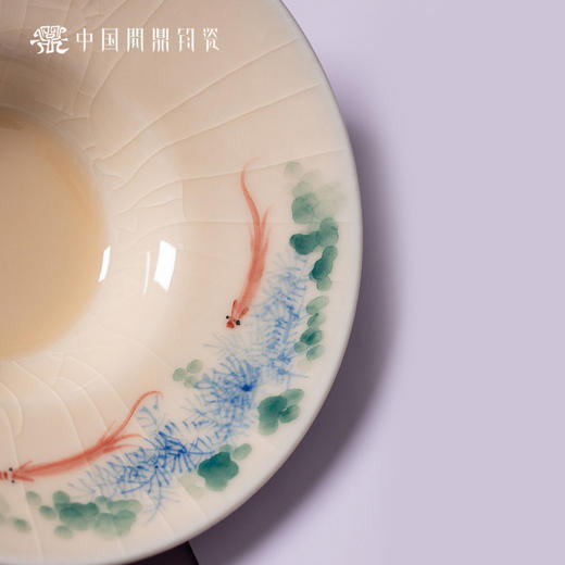 问鼎钧瓷鹅黄青花三才盖碗（如鱼得水）（缺货） 商品图3