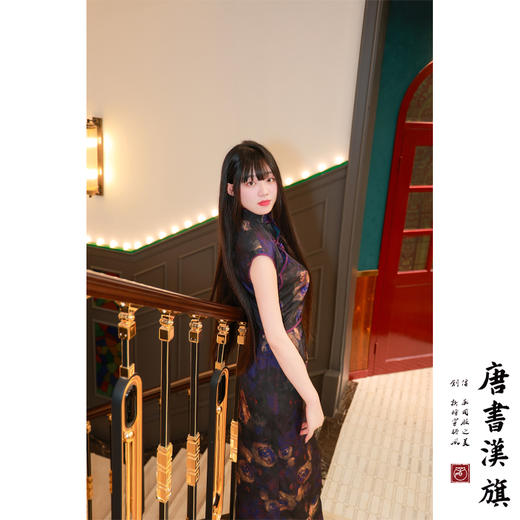 【烟罗】缎面印花改良旗袍紫罗兰优雅气质新中式 商品图4