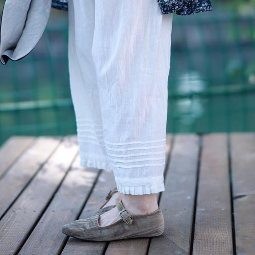 黄阿福｜细支亚麻米白衬裤 商品图2