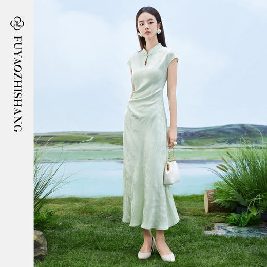 FUYAO扶摇 夏季女装新中式连衣裙醋酸提花裙子气质小香风旗袍女裙 商品图6