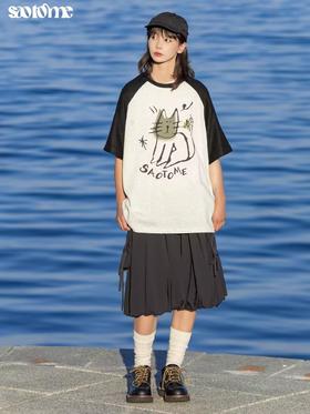 早乙女惠子saotome/STMQZ242099/轻薄透气抽绳口袋A字裙