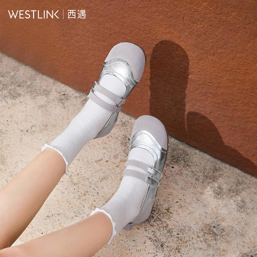 西遇丑萌玛丽珍鞋女新款早春魔术贴平底休闲鞋圆头软底单鞋D2747272 商品图2