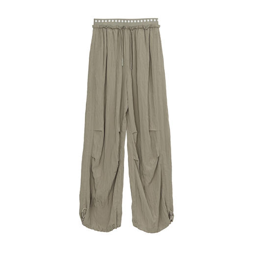 谜底休闲裤女2024秋季新品运动休闲风腰头拼接宽松长裤243MK1013 商品图4