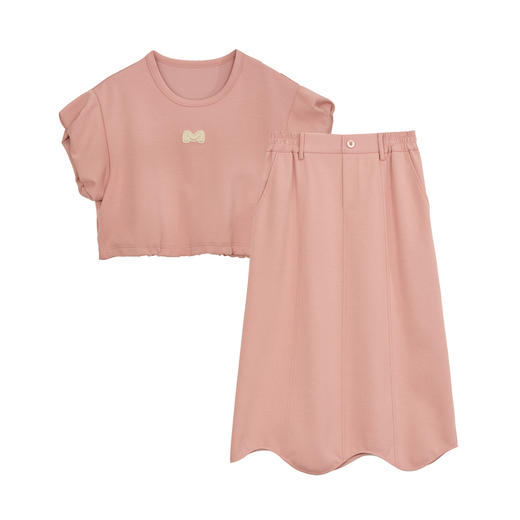 谜底运动休闲套装女士2024秋新品花苞袖上衣+中长半裙243MTZ1198 商品图4