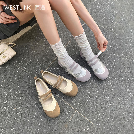 西遇丑萌玛丽珍鞋女新款早春魔术贴平底休闲鞋圆头软底单鞋D2747272 商品图0