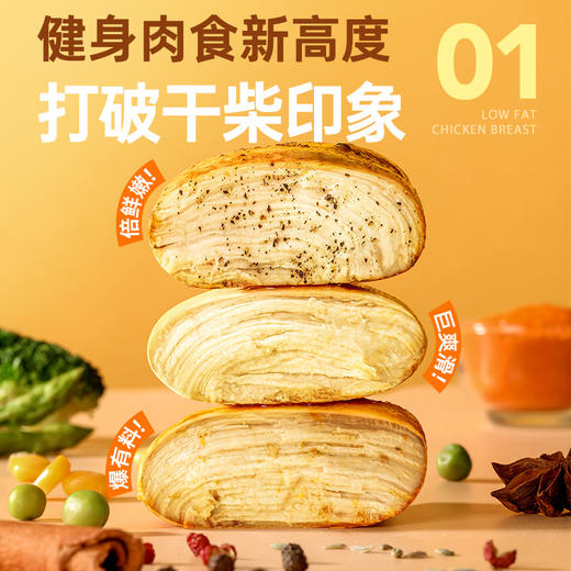 【闪电旗舰店】享轻™低脂鸡胸肉50g/袋（原味/黑胡椒味/奥尔良味） 商品图1