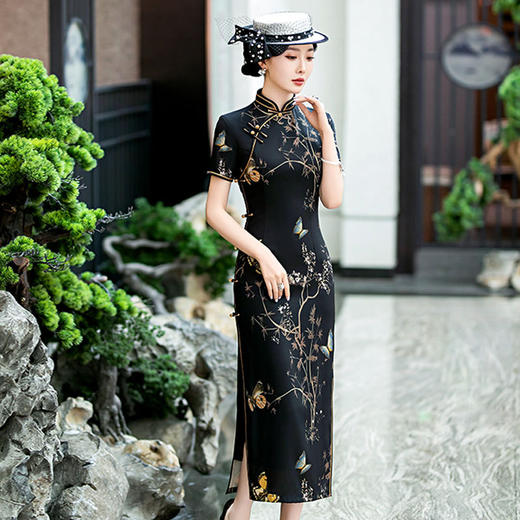 SYG-898春夏新款旗袍竹子印花时尚年轻款复古国风端庄大气高级感 商品图1