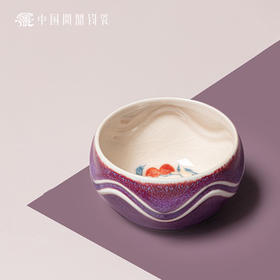 问鼎钧瓷鹅黄青花玹红杯（桃巧）