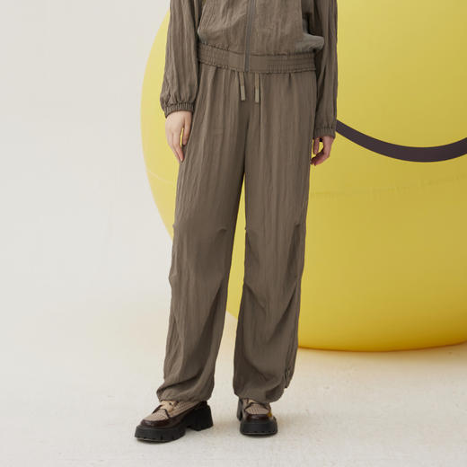 谜底休闲裤女2024秋季新品运动休闲风腰头拼接宽松长裤243MK1013 商品图0