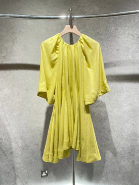 INASAMI - Joutsen Dress - Yellow Linen - 女装 - 连身裙 - 黄色