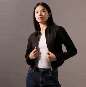 CK Jeans女简约刺绣拉链翻领棉质微弹长袖衬衫J223598