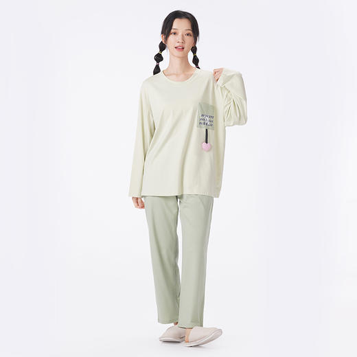 都市丽人睡衣生活家居长袖家居服26支CVC单面薄女士棉质套装LHT2N2 商品图1