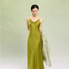 荷言GL 碧玉簪 进口醋酸缎绿色吊带长裙V领修身内搭斜裁宽松吊带 商品缩略图0