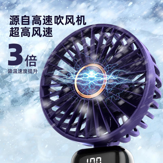 「七彩风扇！智能数显」新款手持折叠小风扇 usb迷你便携风扇大风力数显多功能挂脖小风扇生活电器 商品图3