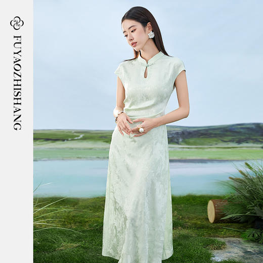 FUYAO扶摇 夏季女装新中式连衣裙醋酸提花裙子气质小香风旗袍女裙 商品图2