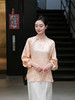 盛唐牡丹 |香槟色蝶恋花冠乐绉斜襟女上衣 商品缩略图7