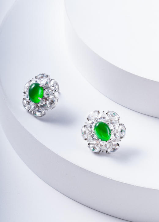 722-2烟花易冷 绿玉髓烟花耳钉不会 商品图3