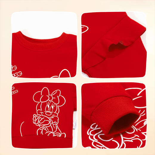 迪士尼童装秋季女童米妮印花卫衣宝宝宽松休闲套头上衣喜庆拜年服ZD3DS027 商品图6