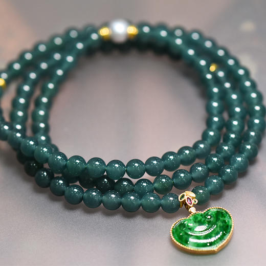 「翡翠」蓝水翡翠串珠项链 商品图0