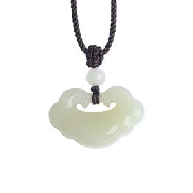 六鑫珠宝 天然和田玉平安如意锁吊坠 A-2985