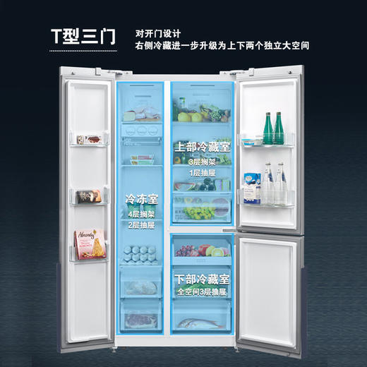 西门子（SIEMENS）（202623）509升变频风冷无霜三门对开冰箱 分类储存大容量 旋转制冰盒湖蕴蓝 KA92NE256C 商品图2