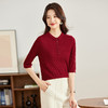 CC-16-9002早秋七分袖针织小衫女宽松上衣薄款春秋小翻领中袖打底 商品缩略图3
