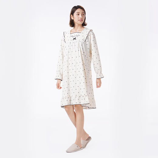 都市丽人睡衣超值精选长袖裙家居服泡泡绵薄女士棉质睡裙LHT6G7 商品图4