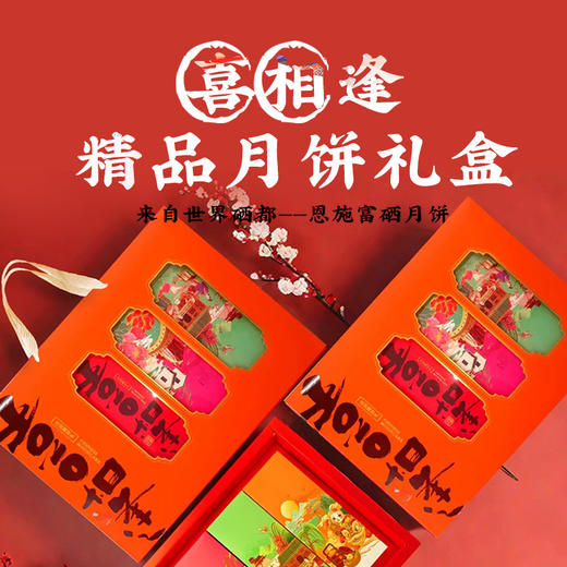 【严选】【金新农】恩施壹晟喜相逢精品月饼礼盒600g （75g*8枚）（厂家直发） 商品图2