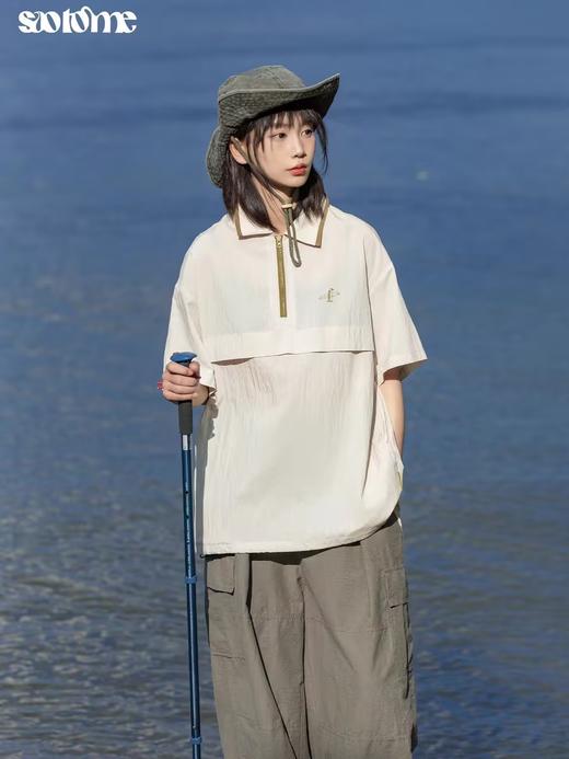 早乙女惠子saotome/STMPL242044/撞色褶皱肌理轻薄凉感polo衫短袖 商品图0