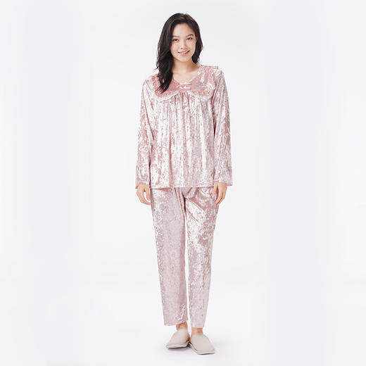都市丽人睡衣舒适外出长袖家居服钻石绒厚女士丝绒套装LHT2T1 商品图1
