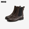 MIO米奥冬季圆头低跟复古休闲靴厚底牛皮革时髦切尔西靴女M245642905 商品缩略图2