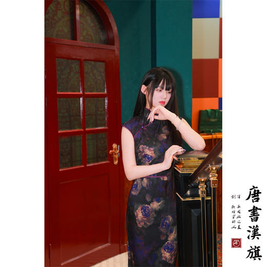 【烟罗】缎面印花改良旗袍紫罗兰优雅气质新中式 商品图5