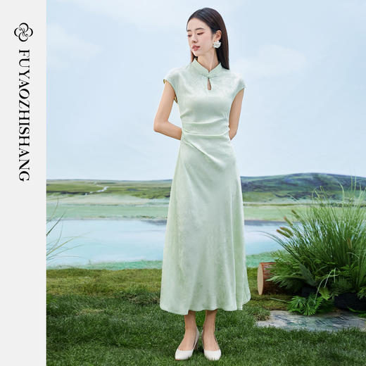 FUYAO扶摇 夏季女装新中式连衣裙醋酸提花裙子气质小香风旗袍女裙 商品图5