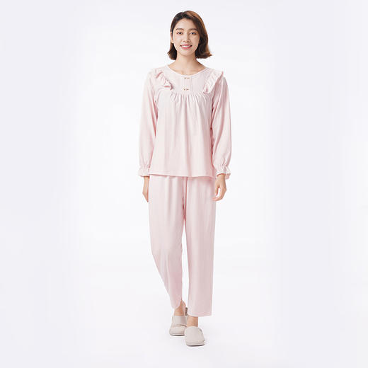 都市丽人睡衣生活家居长袖家居服针织提花薄女士棉质套装LHT2M5 商品图1