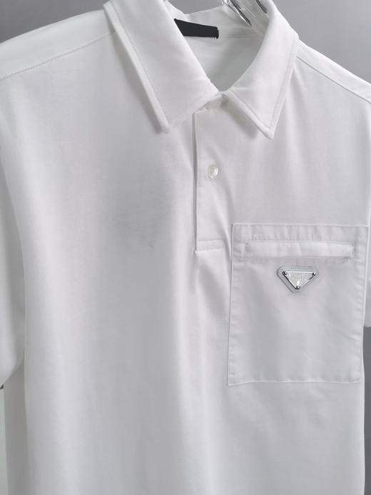 金属三角标 2024夏季新款 胸前口袋小铁标 拼接纯棉短袖Polo衫 Z-11853 商品图5