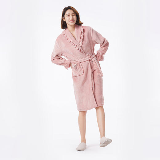 都市丽人睡衣超值精选单件袍家居服双面法兰绒厚女士法兰绒单件袍LHT7A8 商品图1