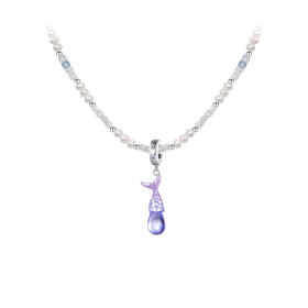 Manreya玛芮雅项链梦幻深海海蓝宝珍珠项链鲸鱼吊坠锁骨链个性时尚饰品