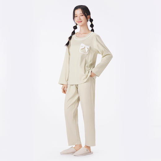 都市丽人睡衣好睡好眠长袖家居服针织提花薄女士棉质套装LHT2M8 商品图2