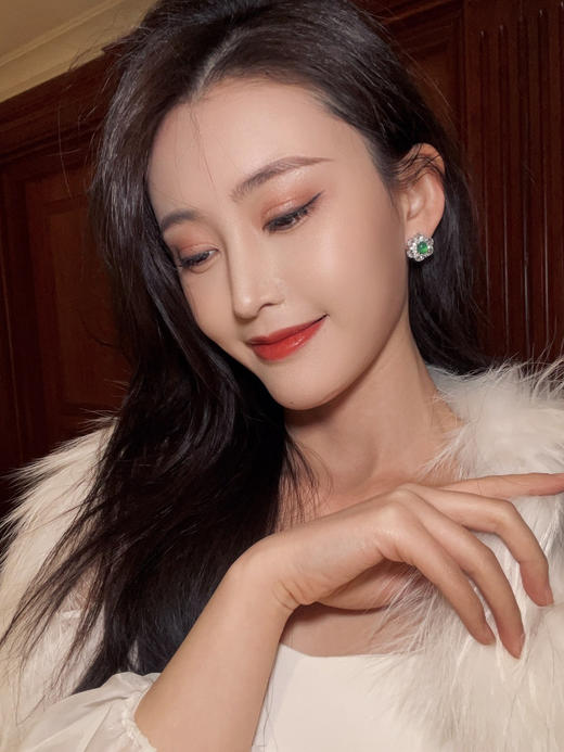 722-2烟花易冷 绿玉髓烟花耳钉不会 商品图12