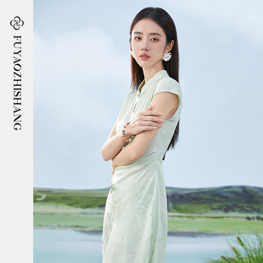 FUYAO扶摇 夏季女装新中式连衣裙醋酸提花裙子气质小香风旗袍女裙 商品图3