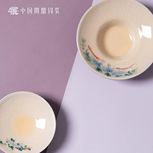 问鼎钧瓷鹅黄青花三才盖碗（如鱼得水）（缺货） 商品图1