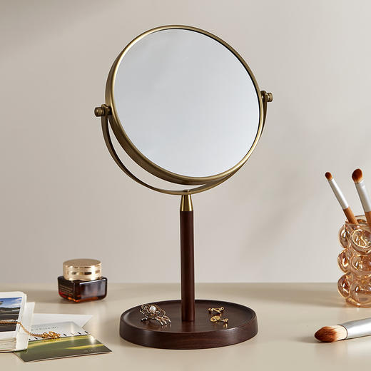 初心| 胡桃木复古化妆镜子可翻转3倍细节 商品图5