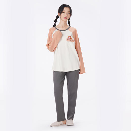 都市丽人睡衣生活家居长袖家居服双面无尘棉薄女士棉质套装LHT2N6 商品图1