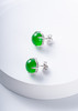 722-8 镶钻四爪绿玉髓耳钉 鸽子蛋型素面【8mm】【12mm】 商品缩略图2